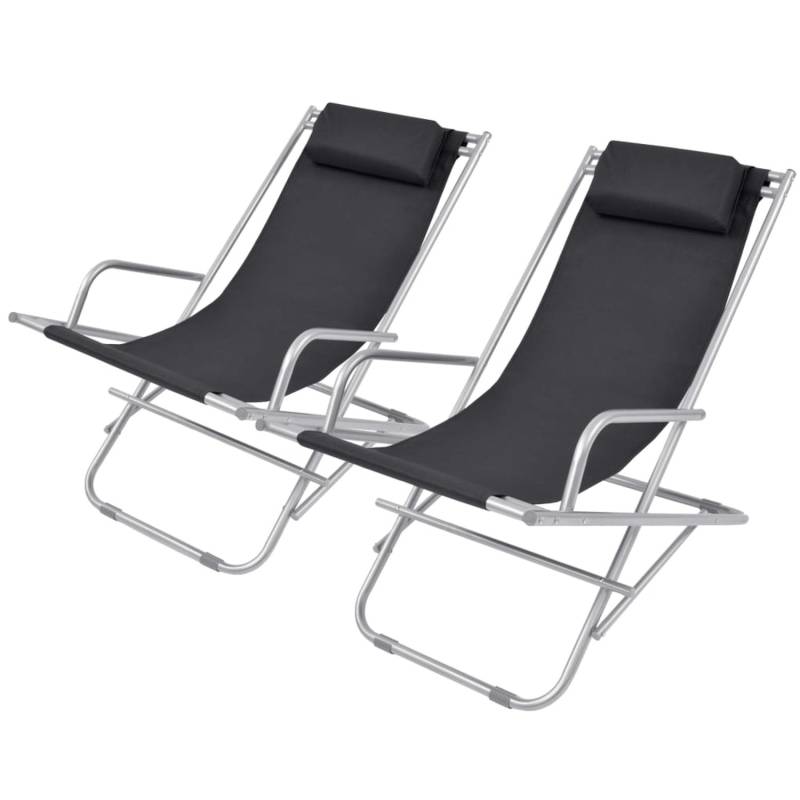 vidaXL Liegestühle 2 Stk Stahl Schwarz 42936 von VIDAXL