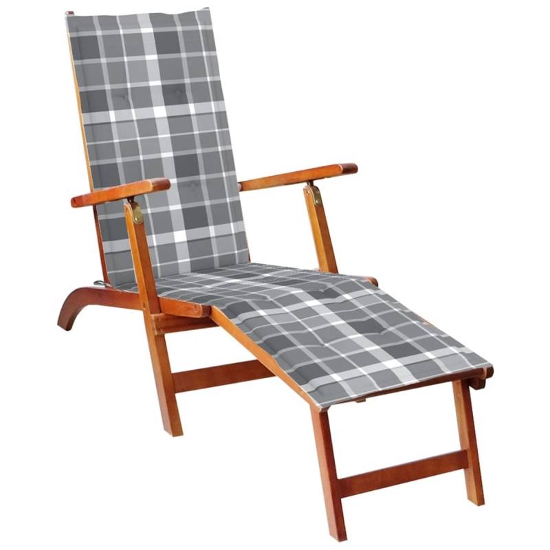 vidaXL Liegestuhl 167 x 56 x 75 cm mit Fußstütze und Auflage Akazie Massivholz von VIDAXL