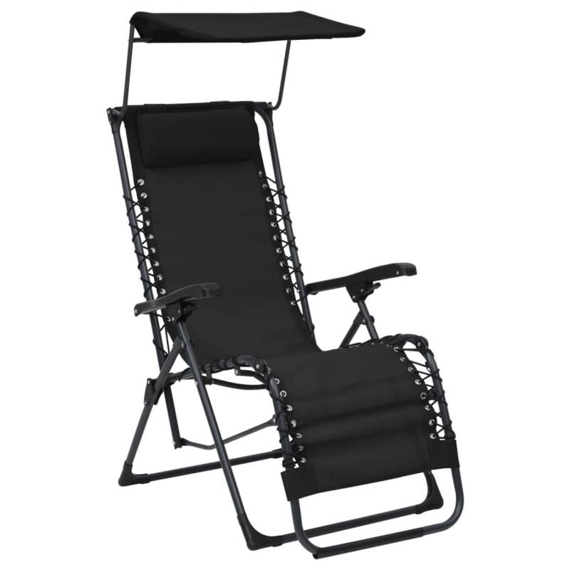 vidaXL Liegestuhl Klappbar Textilene Schwarz 312467 von VIDAXL