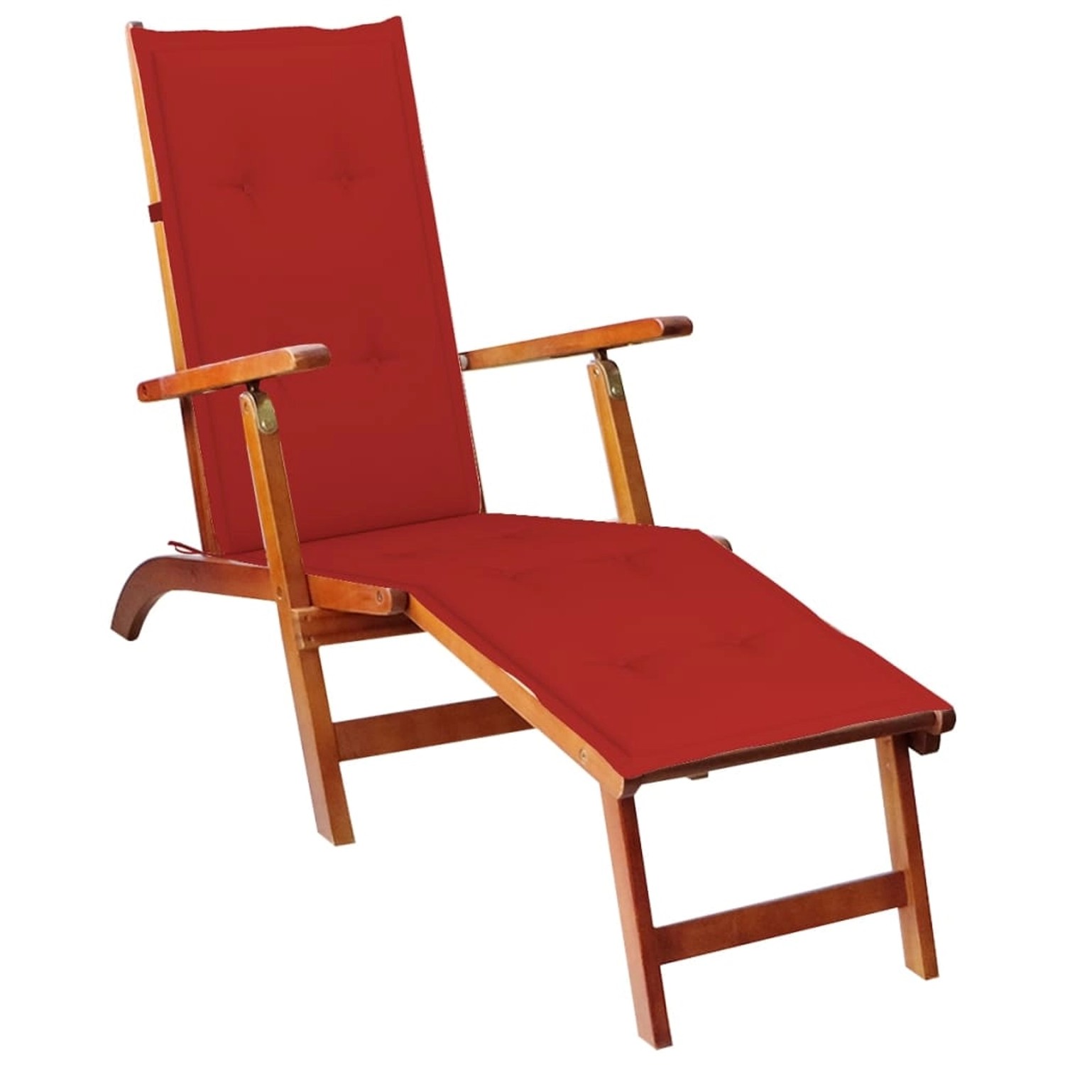vidaXL Liegestuhl mit Fußstütze und Auflage Akazie Massivholz Rot vidaXL Liegestuhl mit Fußstütze und Auflage Akazie Massivholz Rot von VIDAXL