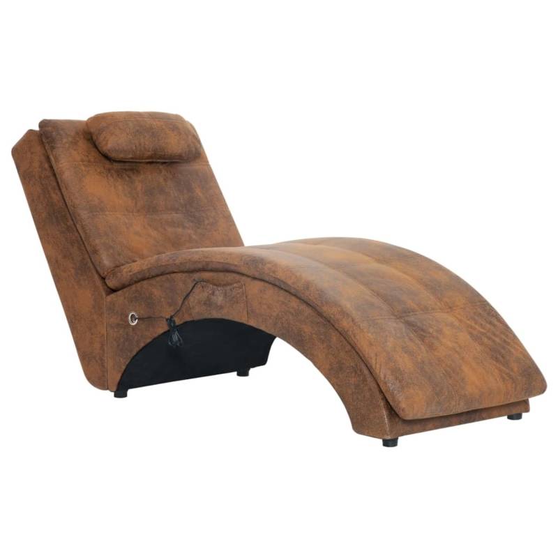 vidaXL Massage Chaiselongue mit Kissen Braun Wildleder-Optik von VIDAXL