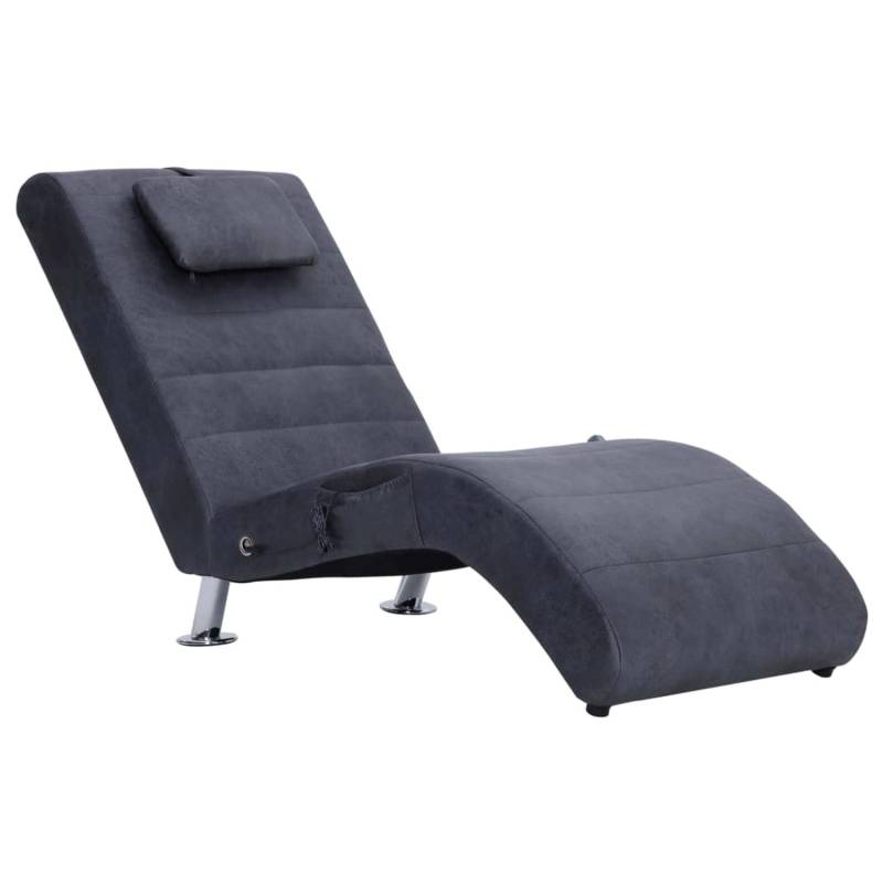 vidaXL Massage Chaiselongue mit Kissen Grau Wildleder-Optik Modell 1 von VIDAXL