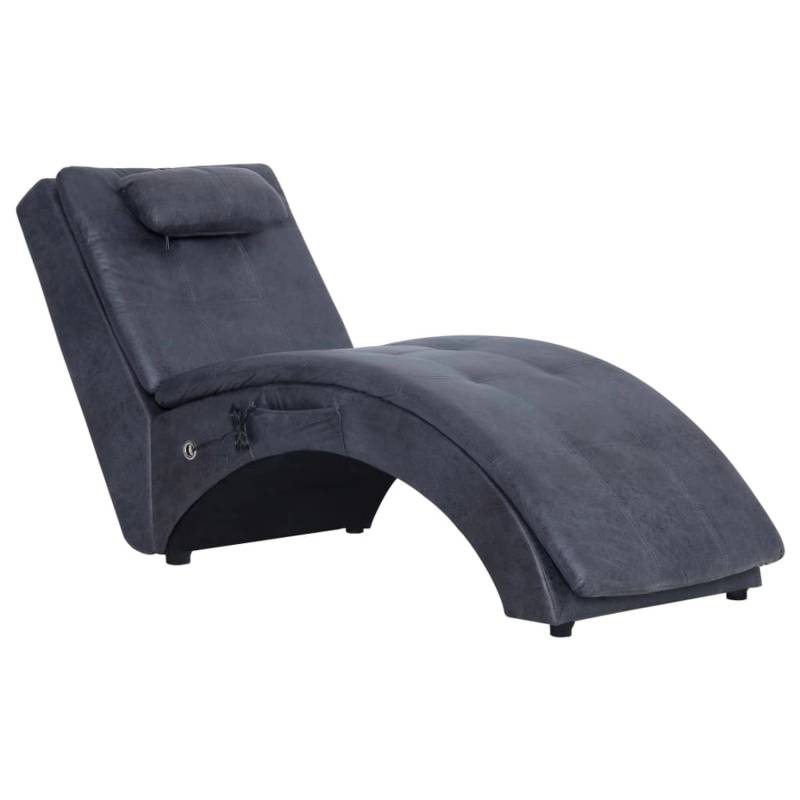 vidaXL Massage Chaiselongue mit Kissen Grau Wildleder-Optik von VIDAXL