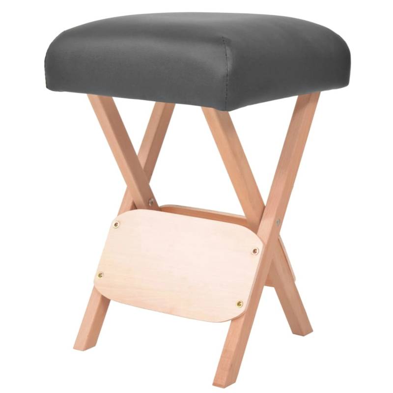 vidaXL Massage-Klapphocker 12 cm Dicker Sitz & 2 Nackenrollen Schwarz von VIDAXL