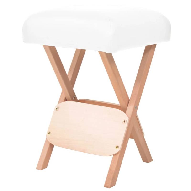 vidaXL Massage-Klapphocker 12 cm Dicker Sitz & 2 Nackenrollen Weiß von VIDAXL