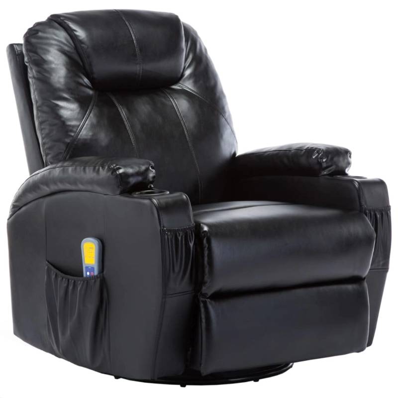 vidaXL Massage-Schaukelsessel Schwarz Kunstleder von VIDAXL