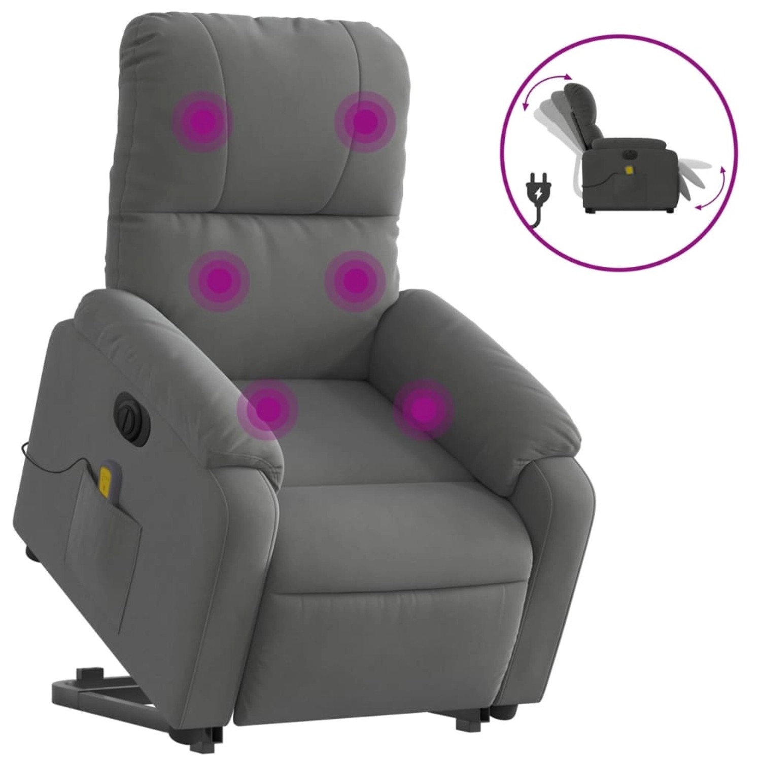 vidaXL Massagesessel Aufstehhilfe Elektrisch Dunkelgrau von VIDAXL