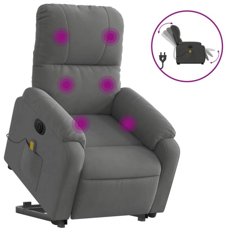 vidaXL Massagesessel Aufstehhilfe Elektrisch Dunkelgrau von VIDAXL