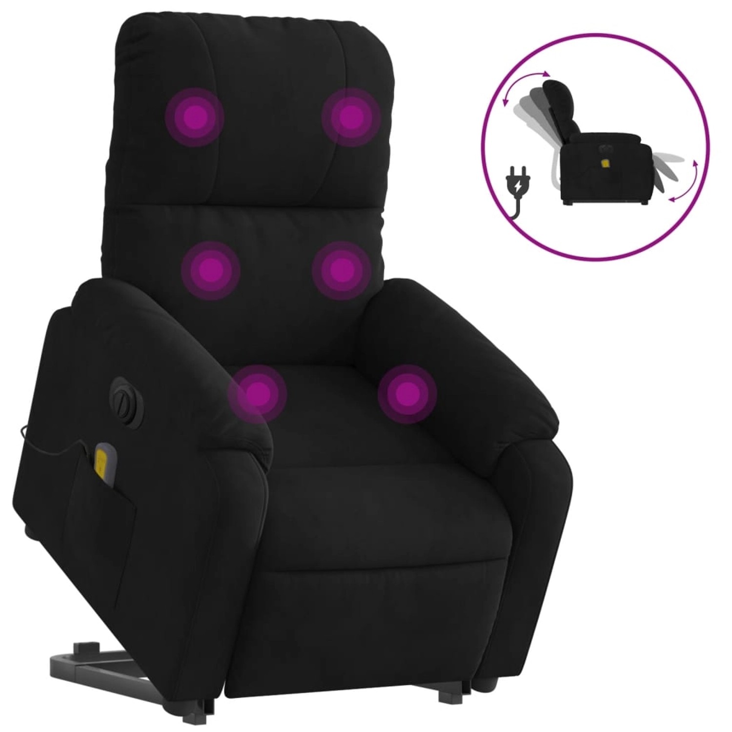 vidaXL Massagesessel Aufstehhilfe Elektrisch Schwarz Mikrofasergewebe von VIDAXL