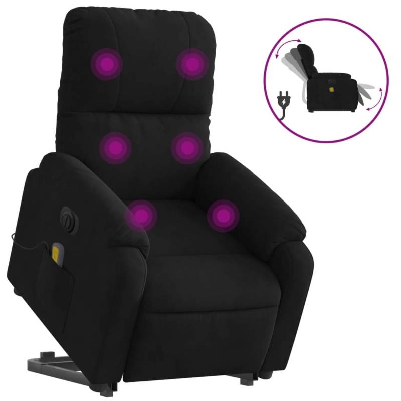 vidaXL Massagesessel Aufstehhilfe Elektrisch Schwarz Mikrofasergewebe von VIDAXL