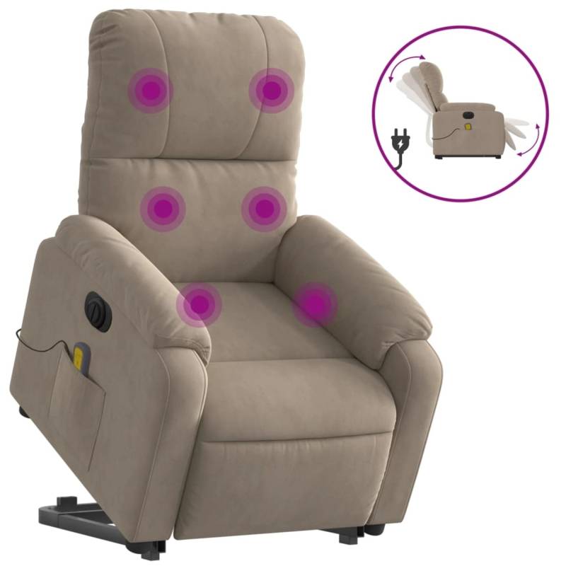 vidaXL Massagesessel Aufstehhilfe Elektrisch Taupe Mikrofasergewebe von VIDAXL