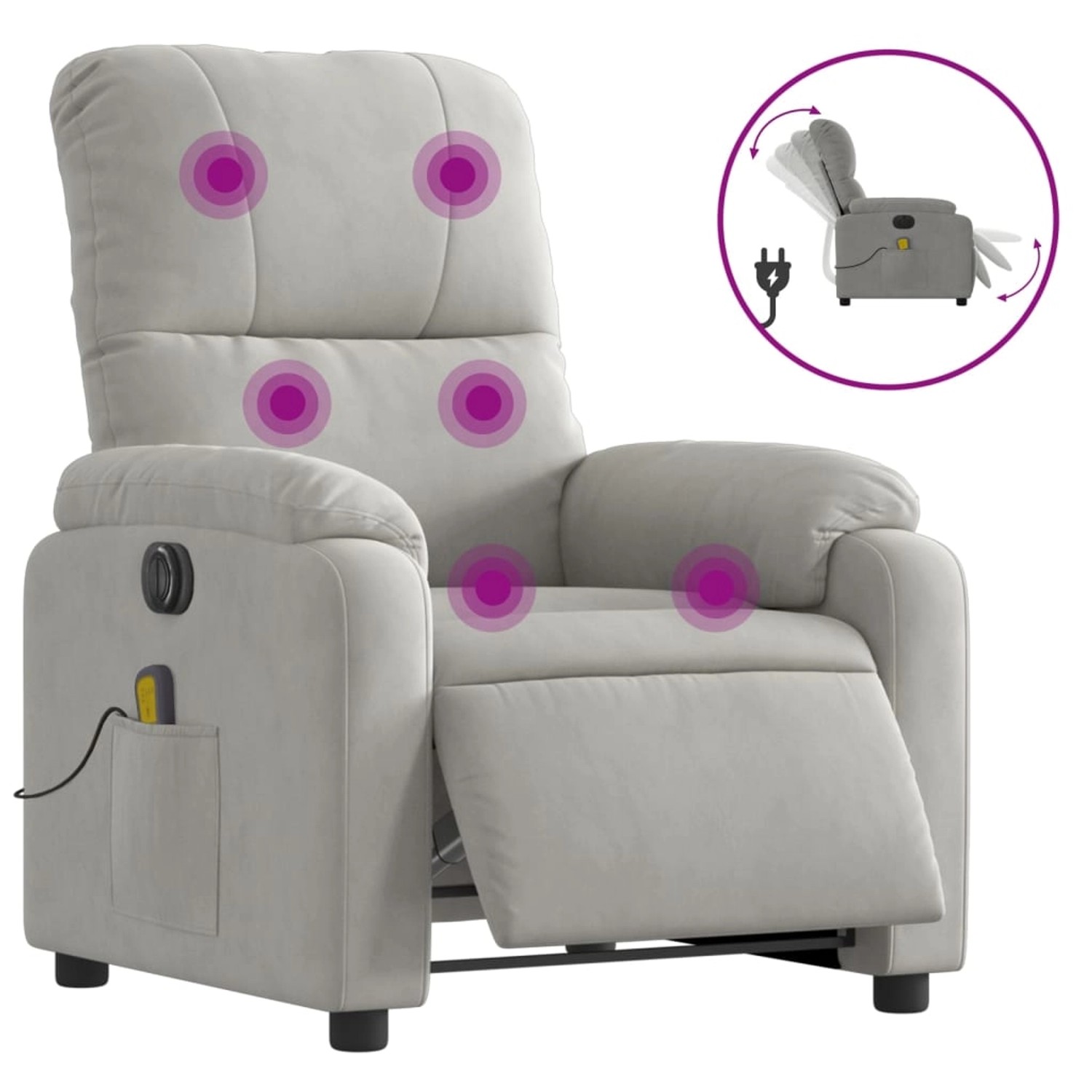 vidaXL Massagesessel Elektrisch Hellgrau Mikrofasergewebe von VIDAXL