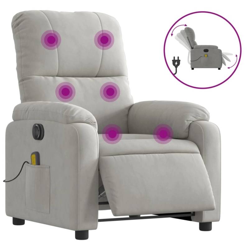 vidaXL Massagesessel Elektrisch Hellgrau Mikrofasergewebe von VIDAXL