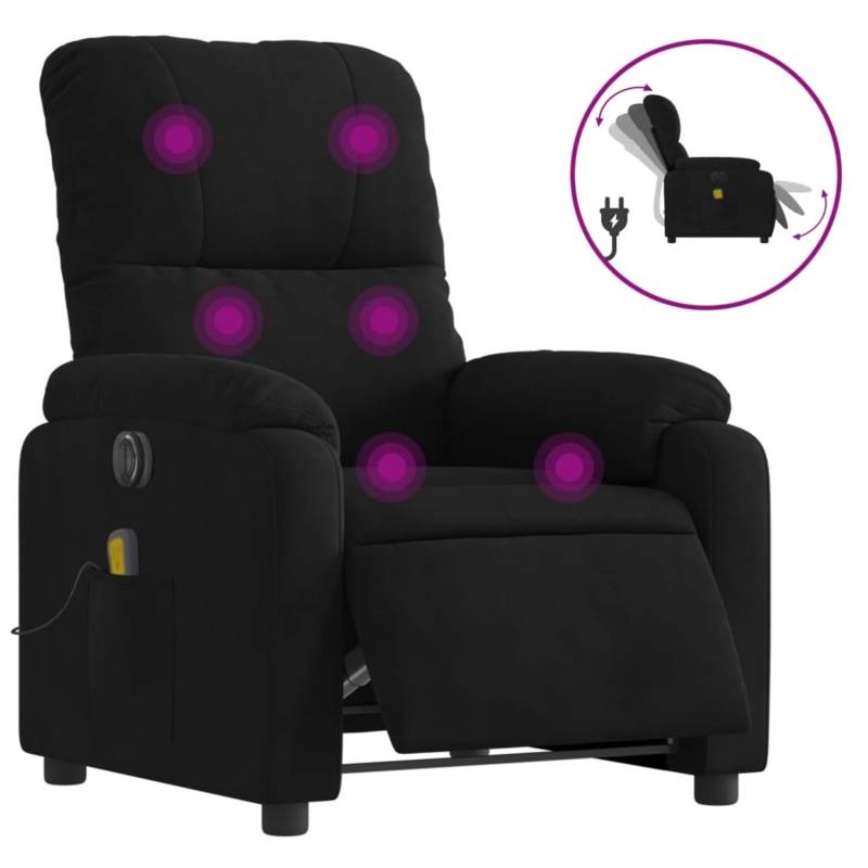 vidaXL Massagesessel Elektrisch Schwarz Mikrofasergewebe von VIDAXL