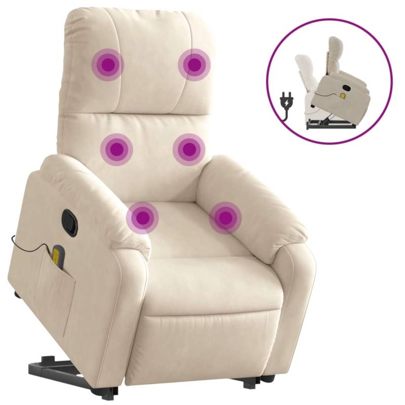 vidaXL Massagesessel mit Aufstehhilfe Beige Mikrofasergewebe von VIDAXL