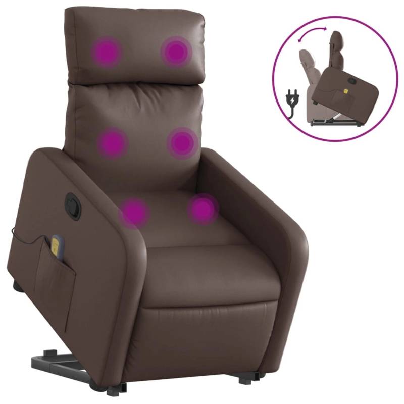 vidaXL Massagesessel mit Aufstehhilfe Braun Kunstleder Modell 11 von VIDAXL