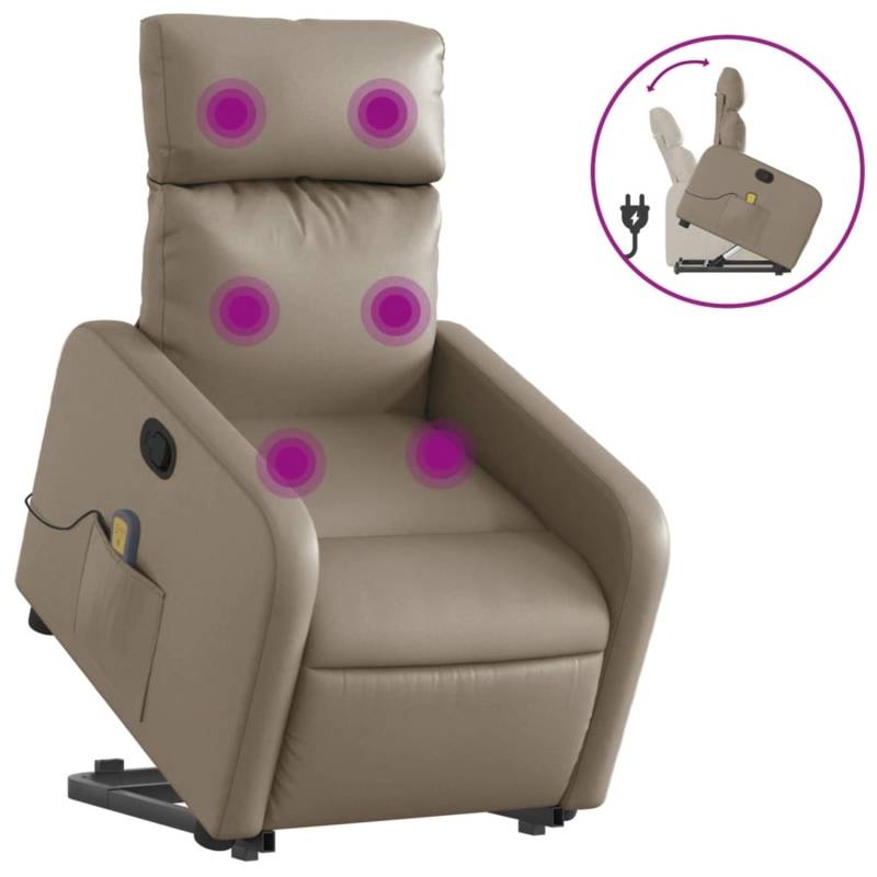 vidaXL Massagesessel mit Aufstehhilfe Cappuccino-Braun Kunstleder Modell 10 von VIDAXL