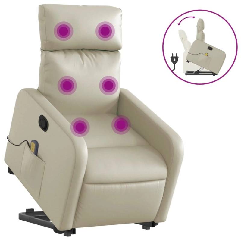 vidaXL Massagesessel mit Aufstehhilfe Creme Kunstleder Modell 12 von VIDAXL