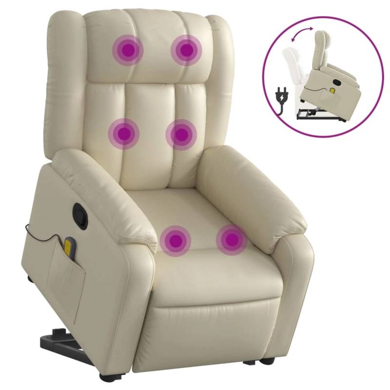 vidaXL Massagesessel mit Aufstehhilfe Creme Kunstleder Modell 4 von VIDAXL