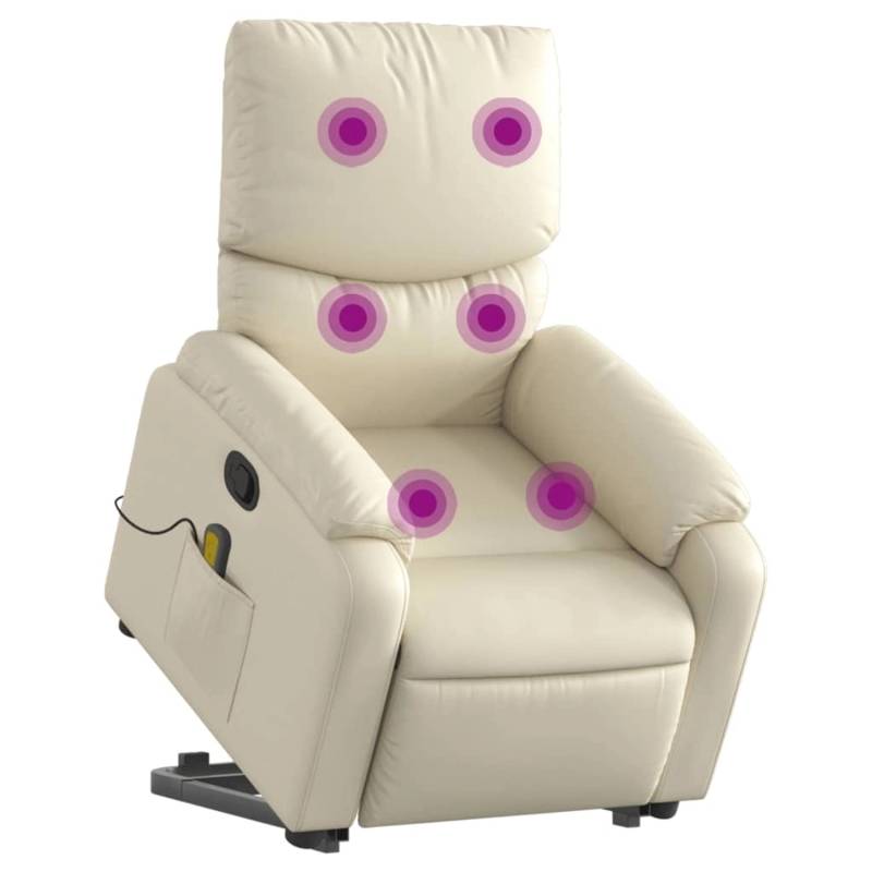 vidaXL Massagesessel mit Aufstehhilfe Creme Kunstleder Modell 6 von VIDAXL