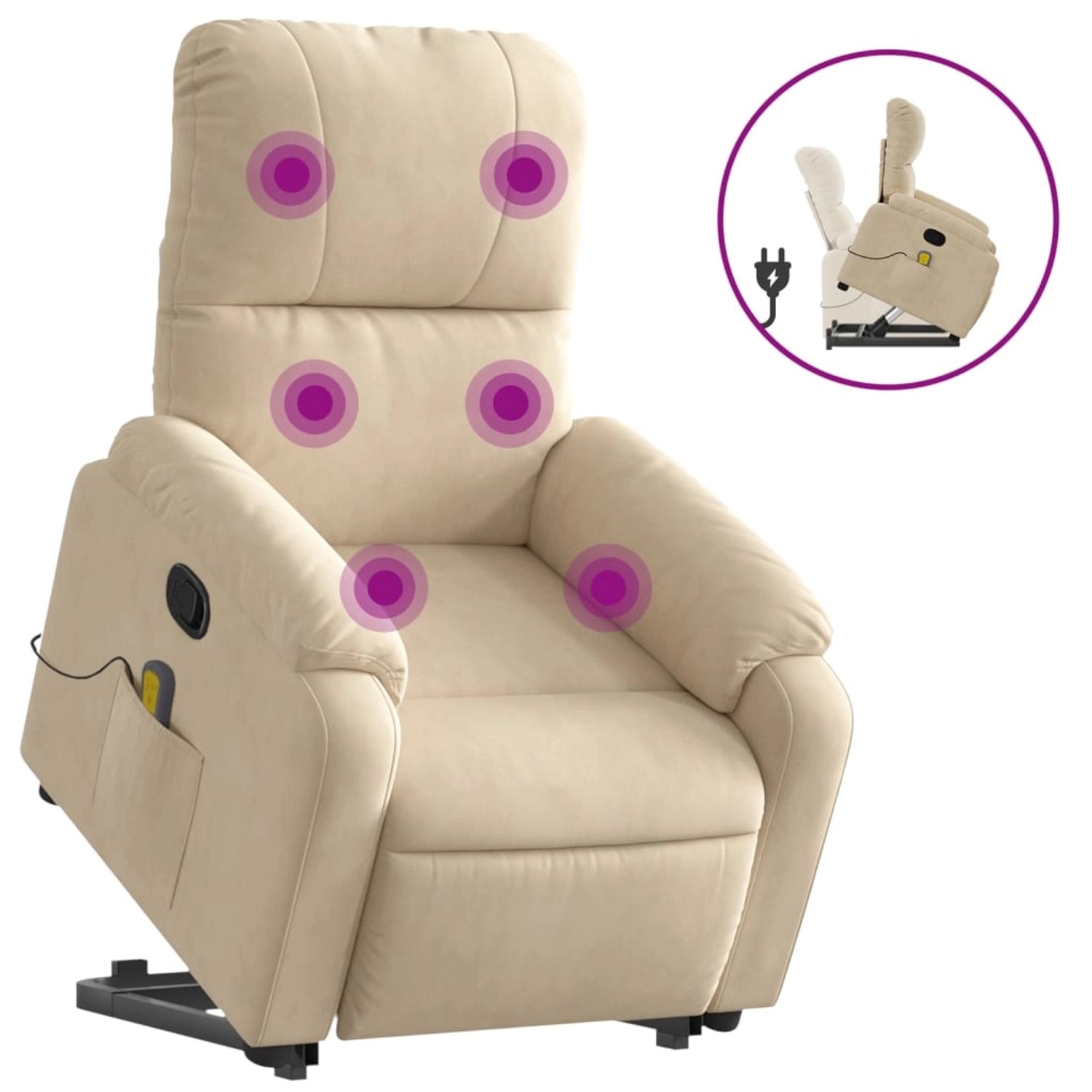 vidaXL Massagesessel mit Aufstehhilfe Creme Mikrofasergewebe vidaXL Massagesessel mit Aufstehhilfe Creme Mikrofasergewebe von VIDAXL