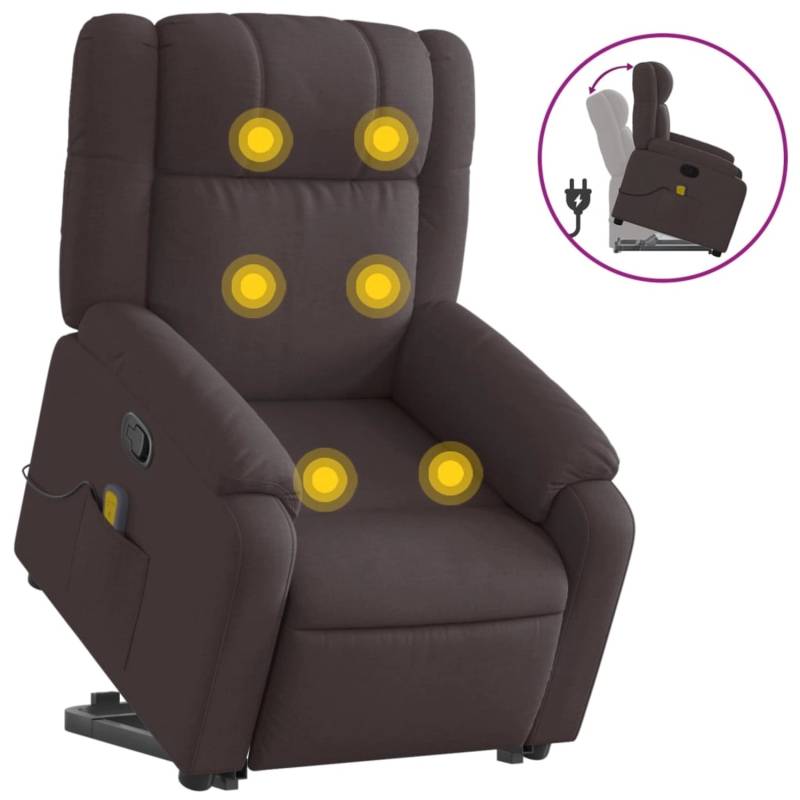 vidaXL Massagesessel mit Aufstehhilfe Dunkelbraun Stoff Modell 10 von VIDAXL