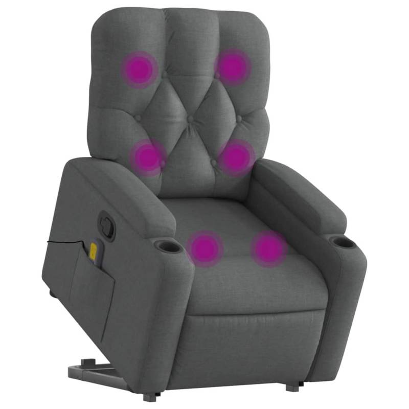 vidaXL Massagesessel mit Aufstehhilfe Dunkelgrau Samt Modell 12 von VIDAXL