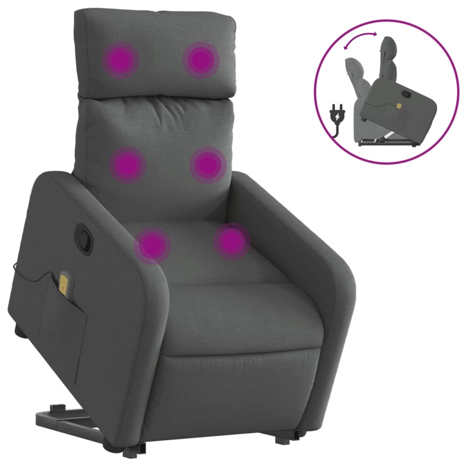 vidaXL Massagesessel mit Aufstehhilfe Dunkelgrau Samt Modell 17 von VIDAXL