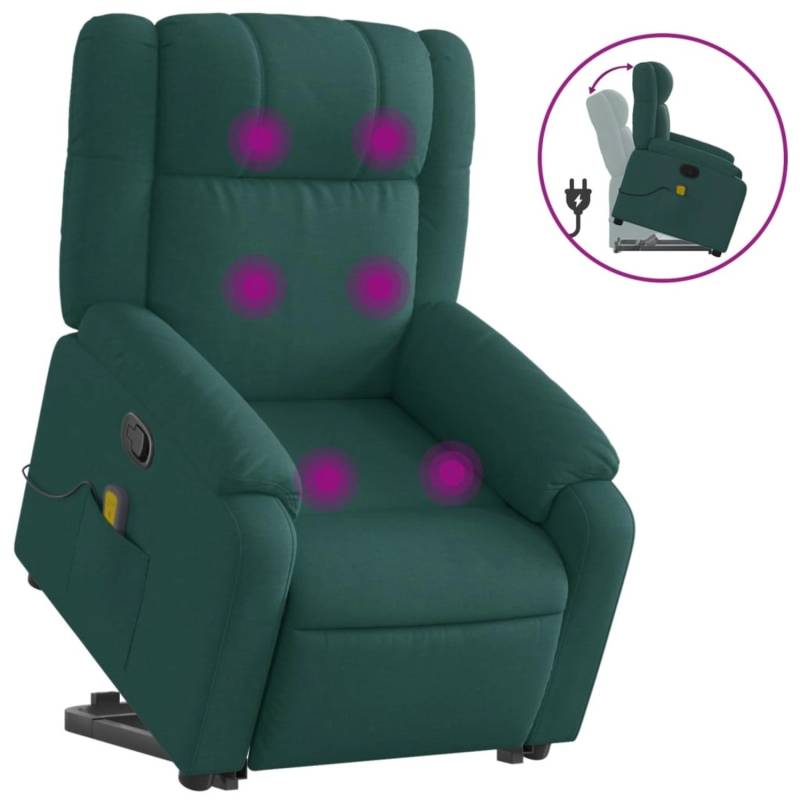 vidaXL Massagesessel mit Aufstehhilfe Dunkelgrün Stoff Modell 10 von VIDAXL