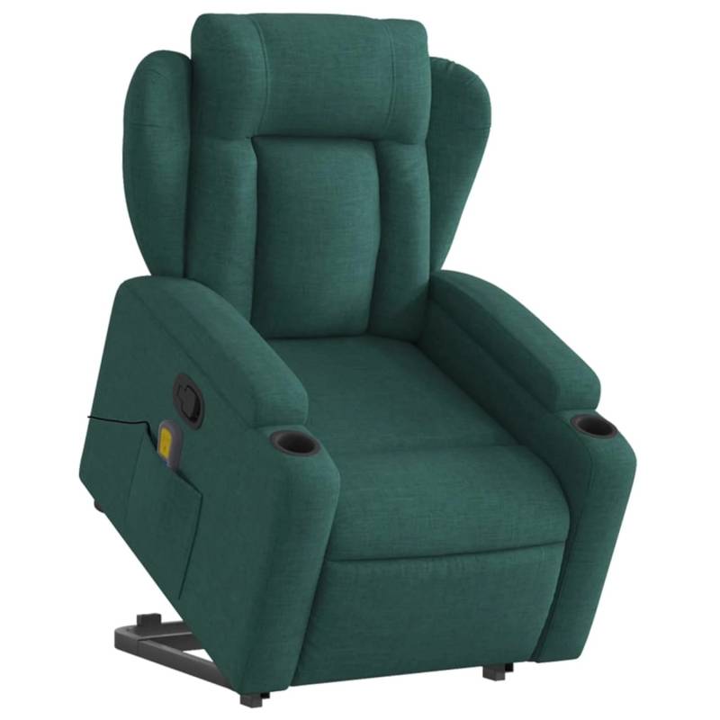 vidaXL Massagesessel mit Aufstehhilfe Dunkelgrün Stoff Modell 2 von VIDAXL