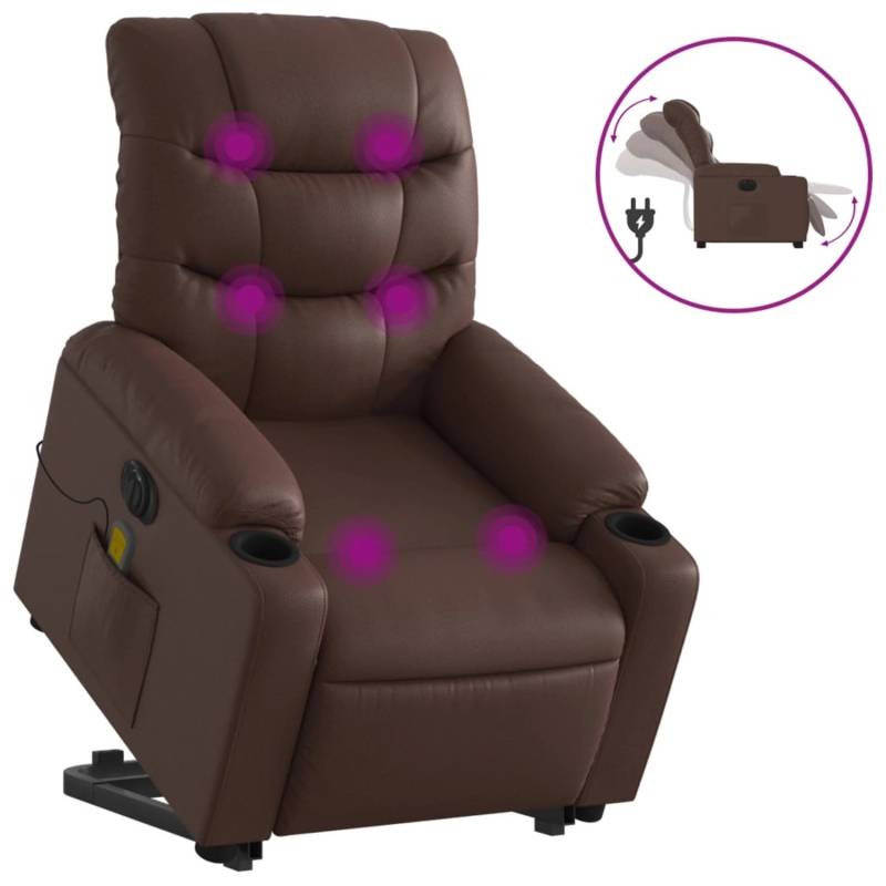 vidaXL Massagesessel mit Aufstehhilfe Elektrisch Braun Kunstleder Modell 3 von VIDAXL