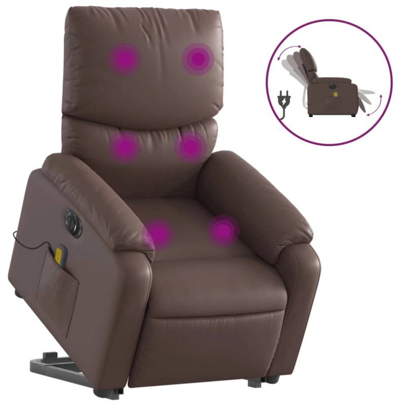 vidaXL Massagesessel mit Aufstehhilfe Elektrisch Braun Kunstleder Modell 4 von VIDAXL