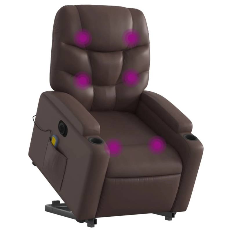 vidaXL Massagesessel mit Aufstehhilfe Elektrisch Braun Kunstleder Modell 9 von VIDAXL