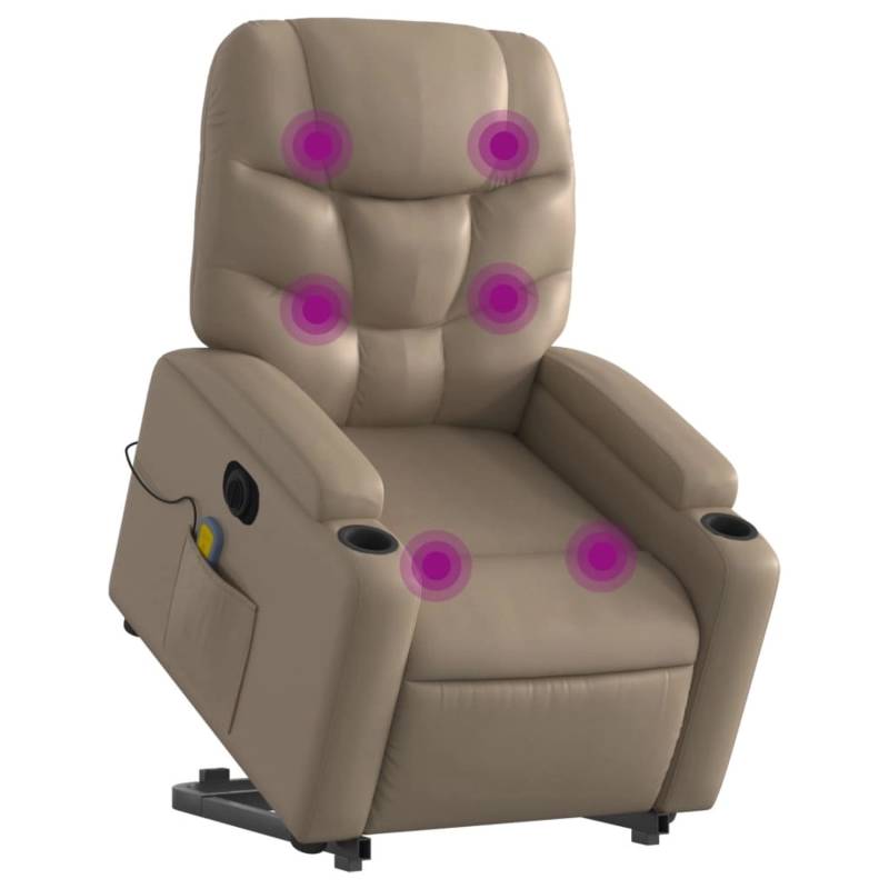 vidaXL Massagesessel mit Aufstehhilfe Elektrisch Cappuccino Kunstleder Modell 8 von VIDAXL