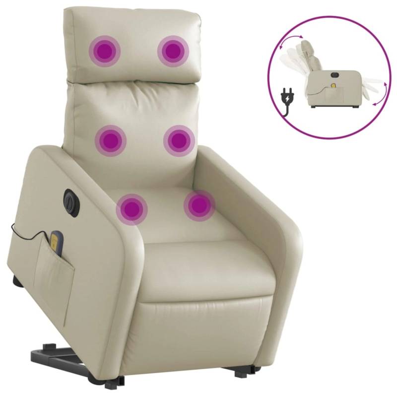 vidaXL Massagesessel mit Aufstehhilfe Elektrisch Creme Kunstleder Modell 12 von VIDAXL