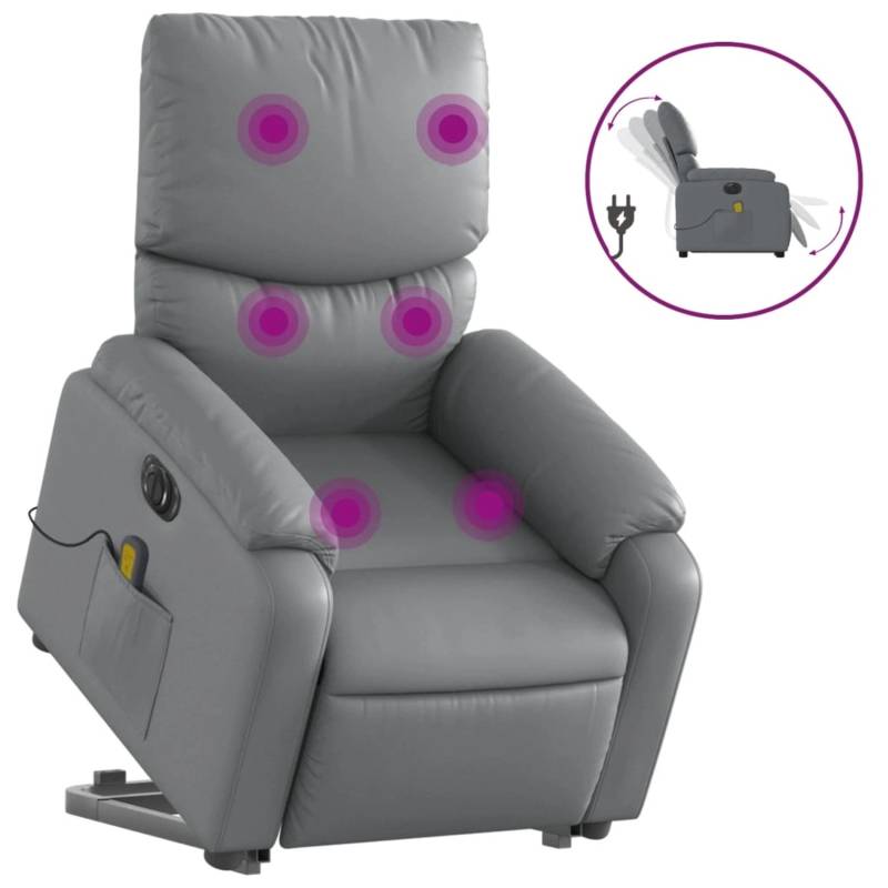 vidaXL Massagesessel mit Aufstehhilfe Elektrisch Grau Kunstleder Modell 6 von VIDAXL