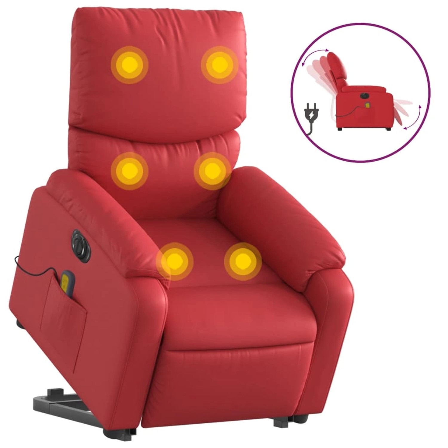 vidaXL Massagesessel mit Aufstehhilfe Elektrisch Rot Kunstleder Modell 4 von VIDAXL