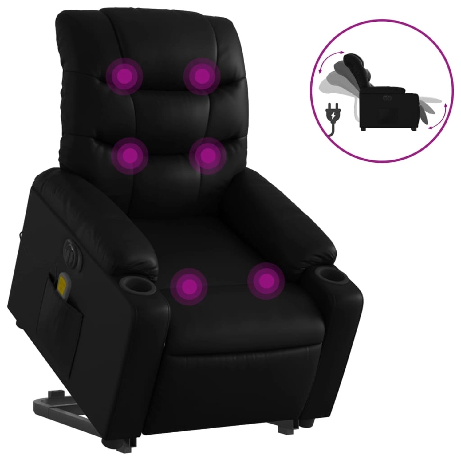 vidaXL Massagesessel mit Aufstehhilfe Elektrisch Schwarz Kunstleder Modell 2 von VIDAXL