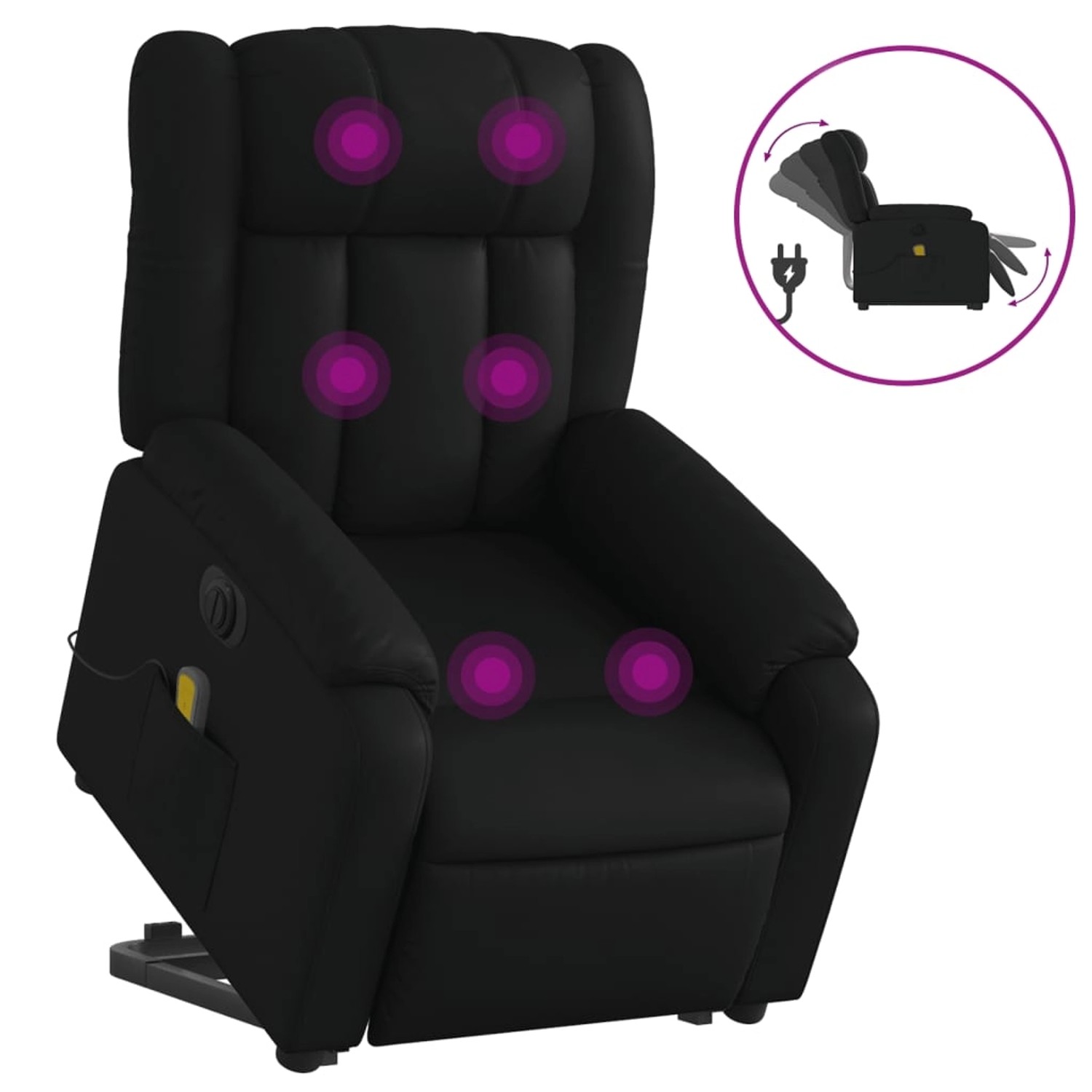 vidaXL Massagesessel mit Aufstehhilfe Elektrisch Schwarz Kunstleder Modell 6 von VIDAXL