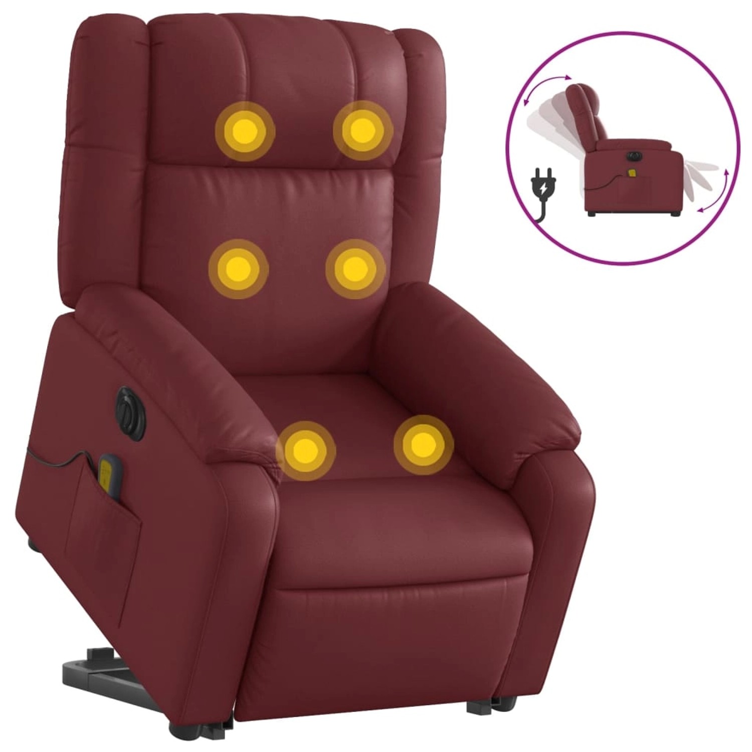 vidaXL Massagesessel mit Aufstehhilfe Elektrisch Weißrot Kunstleder Modell 1 vidaXL Massagesessel mit Aufstehhilfe Elektrisch Weißrot Kunstleder Modell 1 von VIDAXL