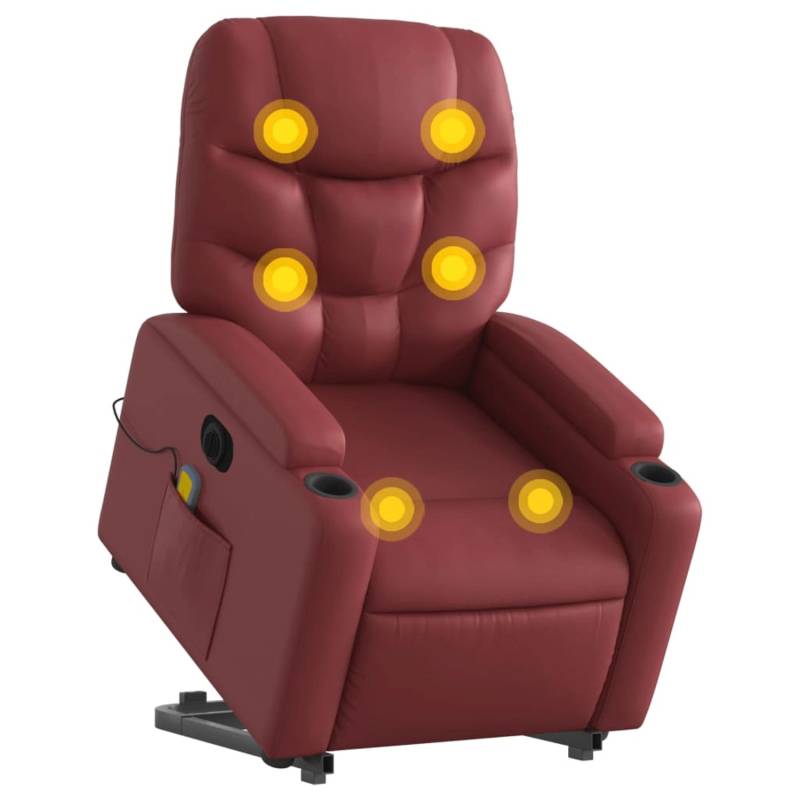 vidaXL Massagesessel mit Aufstehhilfe Elektrisch Weißrot Kunstleder Modell 5 von VIDAXL