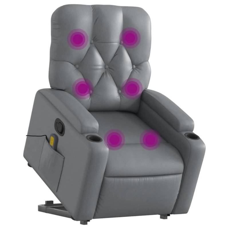 vidaXL Massagesessel mit Aufstehhilfe Grau Kunstleder Modell 10 von VIDAXL