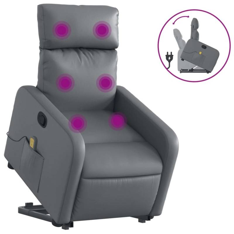 vidaXL Massagesessel mit Aufstehhilfe Grau Kunstleder Modell 12 von VIDAXL