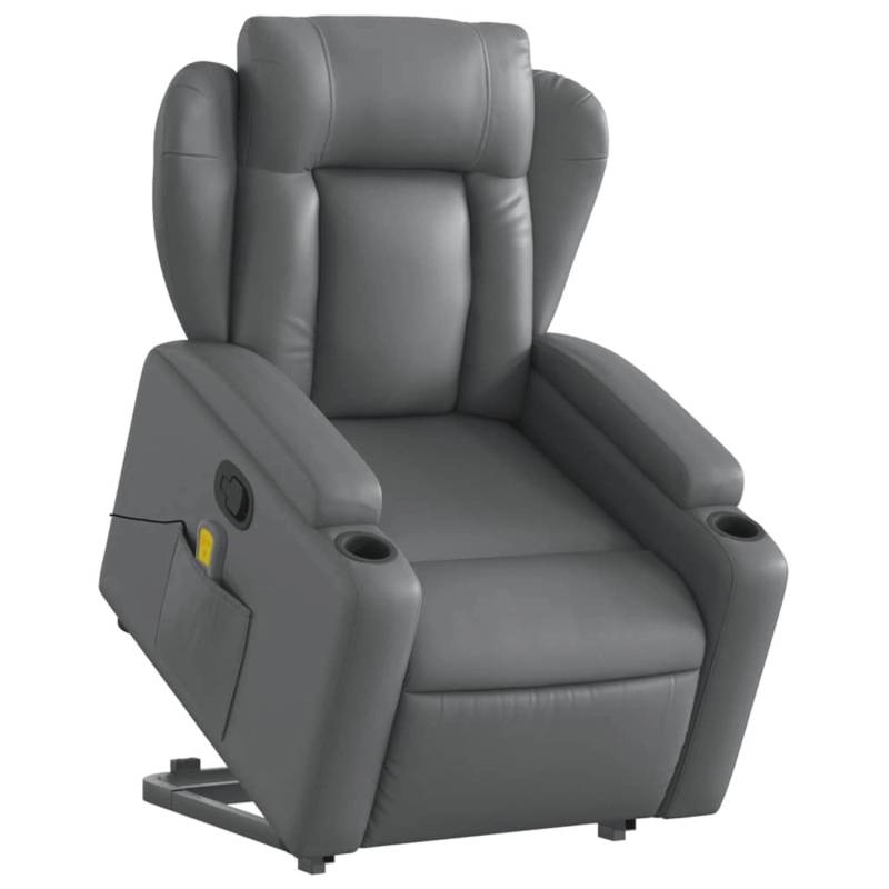 vidaXL Massagesessel mit Aufstehhilfe Grau Kunstleder Modell 2 von VIDAXL