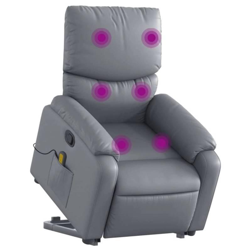 vidaXL Massagesessel mit Aufstehhilfe Grau Kunstleder Modell 6 von VIDAXL