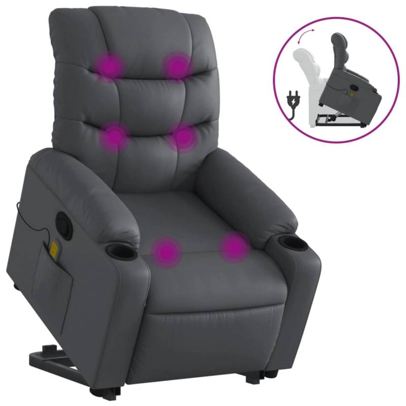 vidaXL Massagesessel mit Aufstehhilfe Grau Kunstleder Modell 7 von VIDAXL