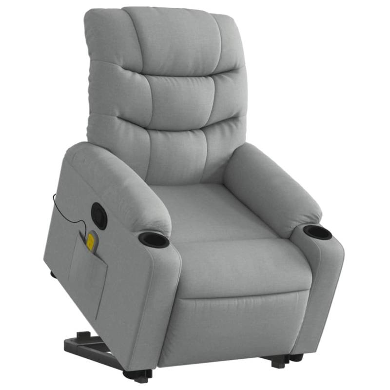 vidaXL Massagesessel mit Aufstehhilfe Hellgrau Samt Modell 14 von VIDAXL