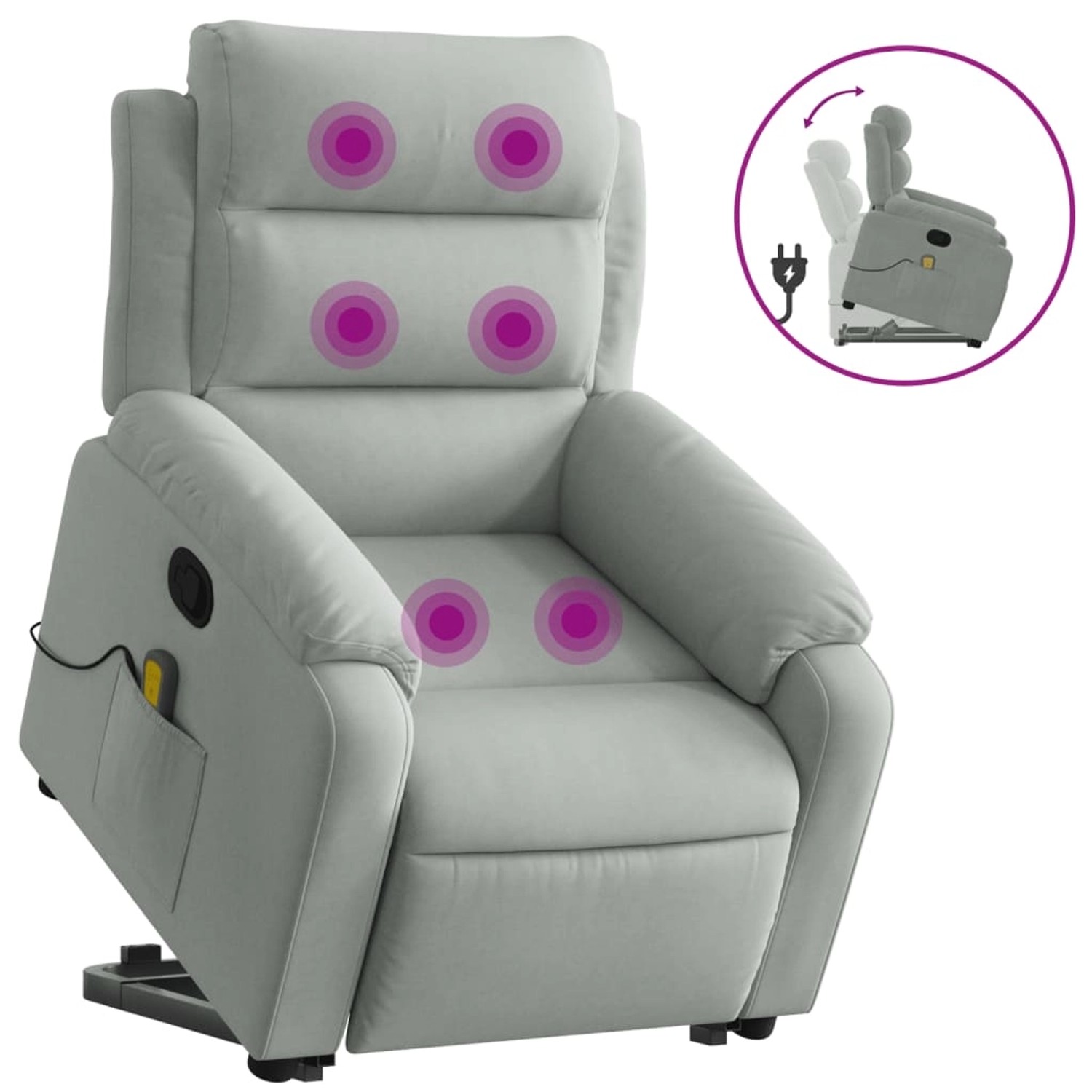 vidaXL Massagesessel mit Aufstehhilfe Hellgrau Samt Modell 2 vidaXL Massagesessel mit Aufstehhilfe Hellgrau Samt Modell 2 von VIDAXL