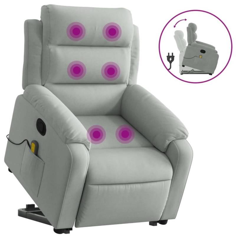 vidaXL Massagesessel mit Aufstehhilfe Hellgrau Samt Modell 2 von VIDAXL