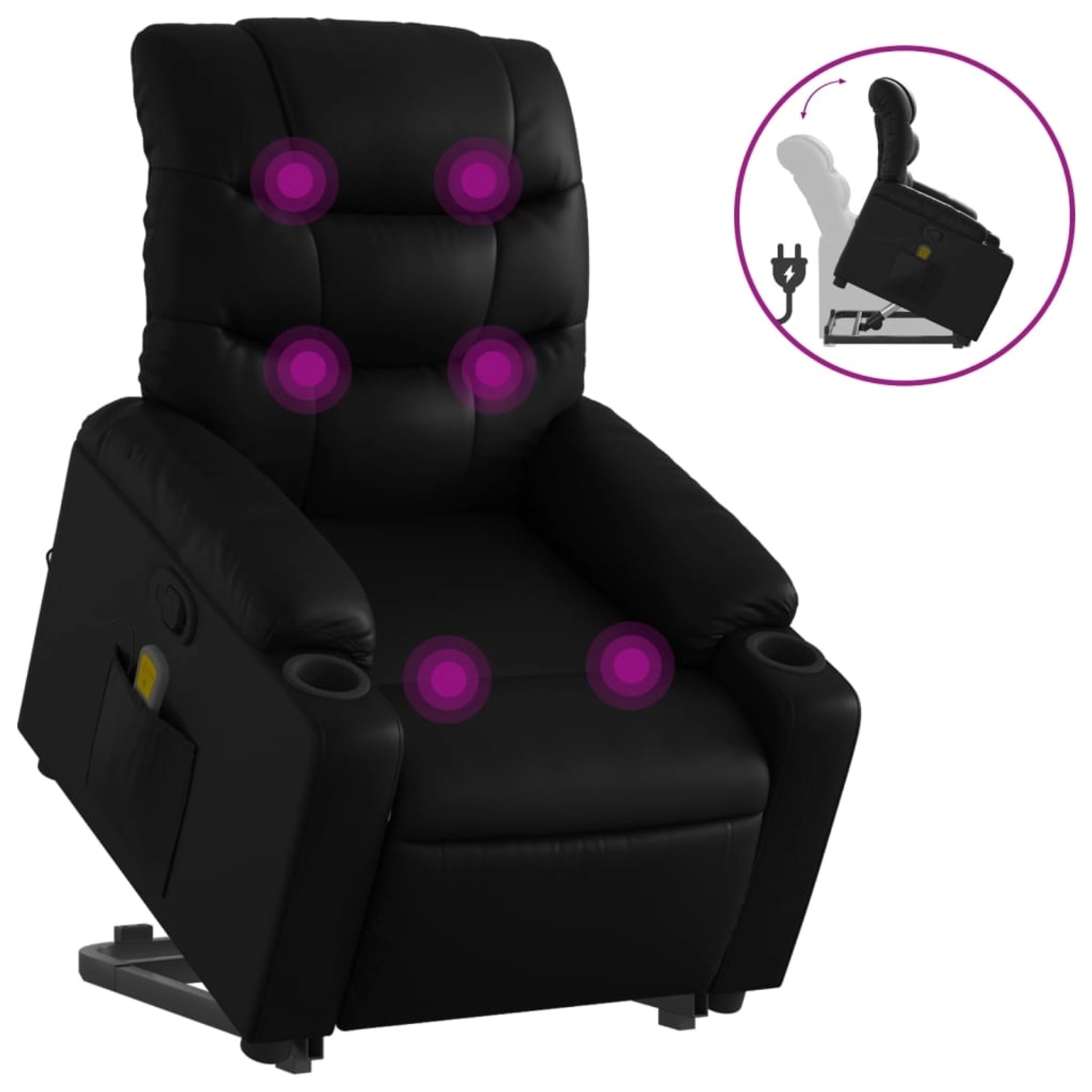 vidaXL Massagesessel mit Aufstehhilfe Schwarz Kunstleder Modell 9 von VIDAXL